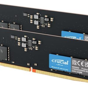 Kit Barrettes mémoire 32Go (2x16Go) DIMM DDR5 Crucial  5200MHz (Noir)