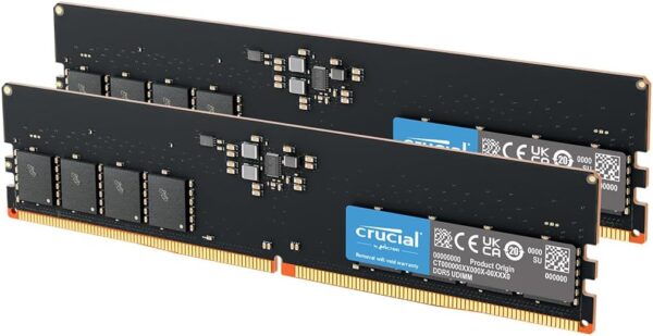 Kit Barrettes mémoire 32Go (2x16Go) DIMM DDR5 Crucial  5200MHz (Noir)
