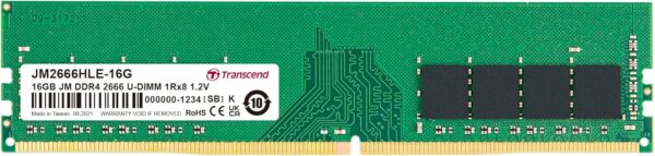 Barrette mémoire 16Go DIMM DDR4 Transcend JetRam  2666Mhz (Vert)