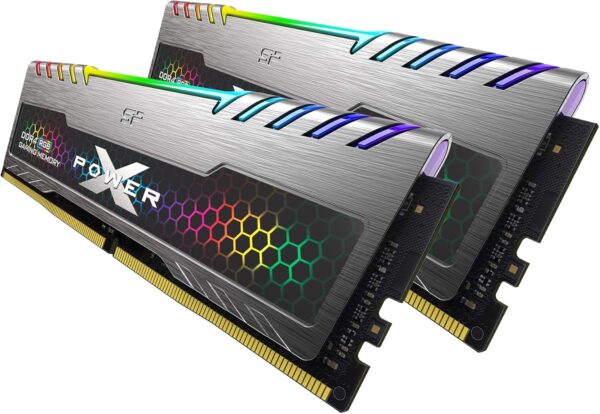 Kit Barrettes mémoire 16Go (2x8Go) DIMM DDR4 Silicon Power XPower Turbine RGB  3200Mhz (Gris)