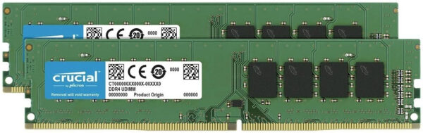 Kit Barrettes mémoire 16Go (2x8Go) DIMM DDR4 Crucial Classic 3200Mhz (Vert)