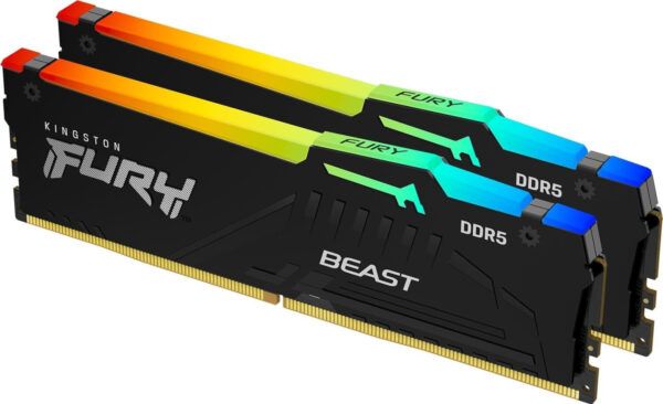 Kit Barrettes mémoire 32Go (2x16Go) DIMM DDR5 Kingston Fury Beast RGB  5600MHz (Noir)