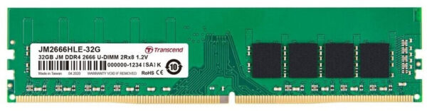 Barrette mémoire 32Go DIMM DDR4 Transcend JetRam 2666Mhz (Vert)